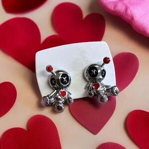 voodoo doll whimsical goth funny pin in u love post earrings
